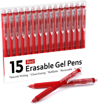 Erasable Gel Pens, 15 Pack Black Retractable Erasable Pens Clicker, Fine Point, Make Mistakes Disappear, Black Inks for Writing Planner and Crossword Puzzles…