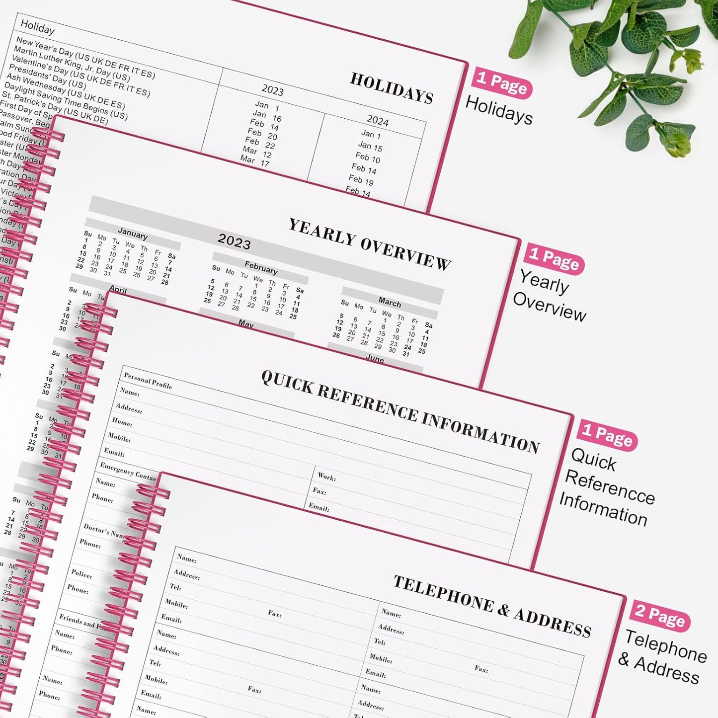 Daily Planner Undated, Asten To Do List Notebook Hourly Schedules Spiral Appointment Planner for Men and Women,PVC Hardcover,Elastic Closure, Inner Pocket 8.3" x 5.8" (Black)