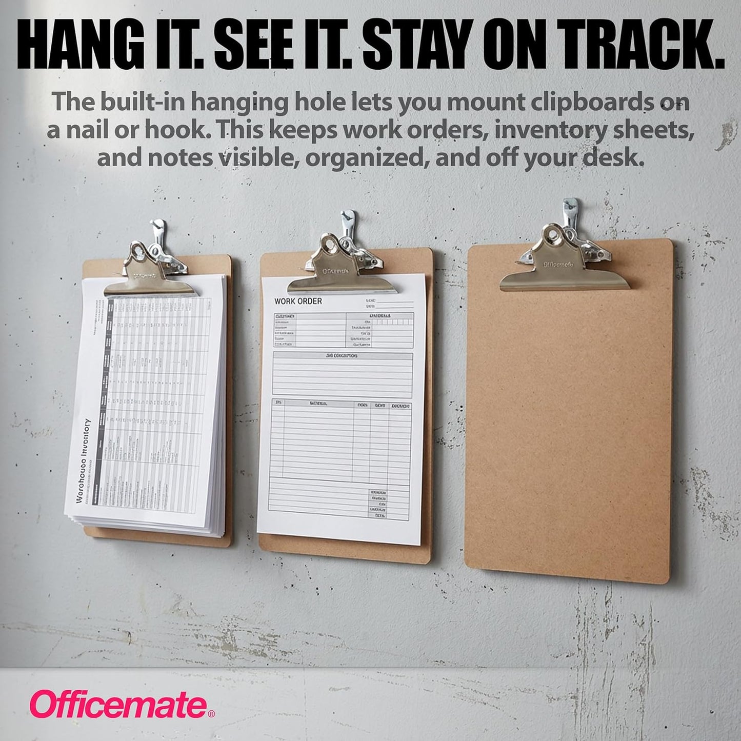 Officemate Recycled Wood Clipboard, Letter Size, 9" x 12.5" with 6" Clip, 3 Pack (83133),Brown