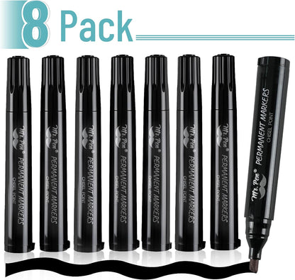 Mr. Pen- Black Permanent Markers, 8 Pack, Thick Markers, Chisel Tip Permanent Marker Chisel Tip Black Marker