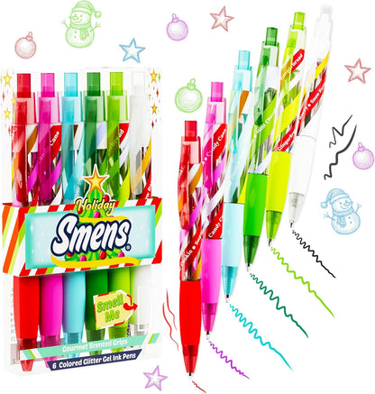 Glitter Gel Smens - Patented Gourmet Scented Colored Glitter Gel Ink Pens, Medium Point, 8 Count - Fun, Cute, Cool, Smelly Pens for Kids