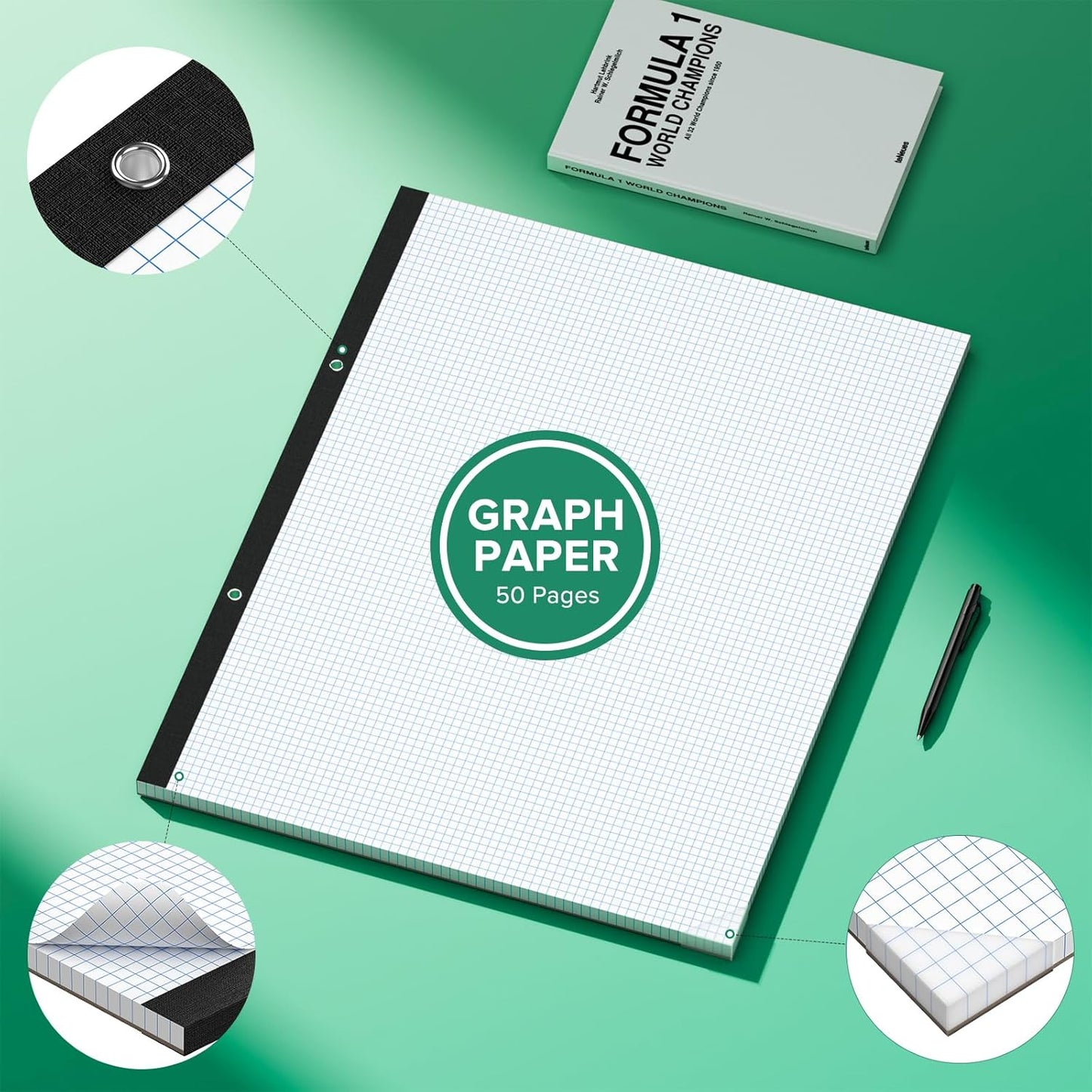 Large Engineering Graph Paper 22x17, 50 Sheets Extra Large Graph Paper 17 x 22 1/4 Grid Pad, 100 GSM Blueprint Drafting Paper 4x4 Grid Paper 22x17 with Sturdy Back for Engineer Math Sketching Drafts