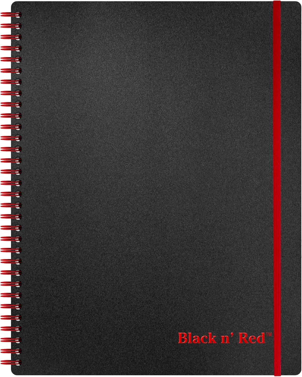 Black n' Red Notebook, Business Journal, 11" x 8", 70 Sheets, Ruled, Optik Paper, Scribzee App, Flexible Poly Cover, Wirebound, Black (K67030)