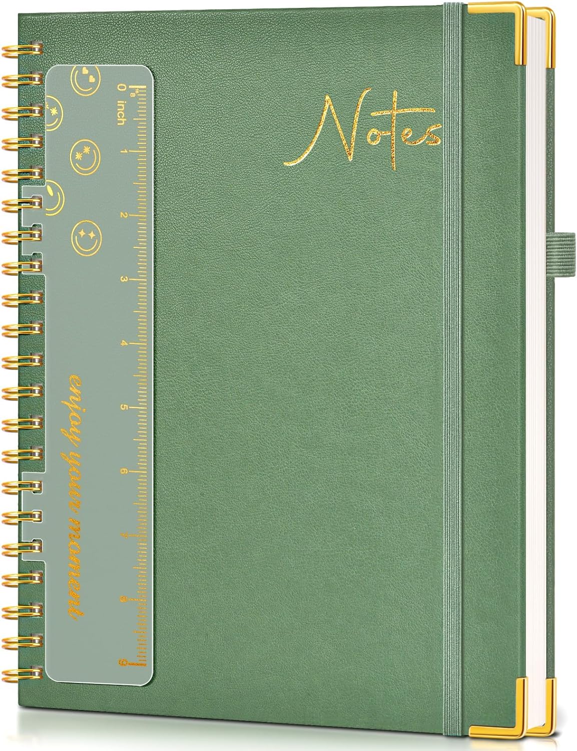 Hardcover Spiral Notebook Journal 8.5” x 11”, A4 Large Leather Notebooks for Women Men, Lined College Ruled Notebook, 50 Sheets/100 Pages, Spiral Bound Journals for Work School Note Taking, Green