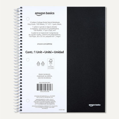 Amazon Basics 4x4 Graph Ruled Spiral Notebook, Poly Cover, 100 Sheets, 9" x 11", Coral, 3 pack