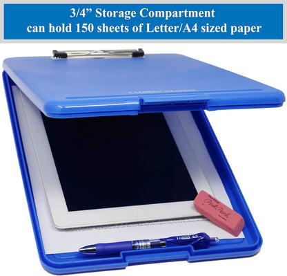 Think2Master Black Plastic Storage Clipboard. | 25% Heavier & 25% Sturdier| Heavy Duty and Won’t Flex or Bend Like Other Brands (Compare The Weight). Storage Compartment Holds 150 Letter Sized Paper.