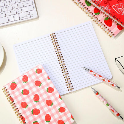 Resurhang 6 Pack A5 Composition Notebook Marble Spiral Notebooks Preppy Cute Aesthetic Hardcover Ruled Composition Books with Ballpoint Pens for School Day Classroom Prize, 5.8 x 8.3 Inch