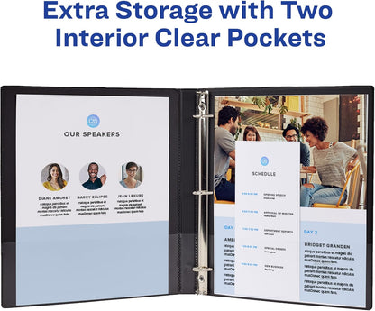 Avery Showcase Standard View 3 Ring Binder, 0.5" Slant Rings, 135-Sheet Capacity, 0.7 Inch Wide Spine, 1 Black Binder, Ideal for Lightweight Organization and Occasional Referencing (19550)