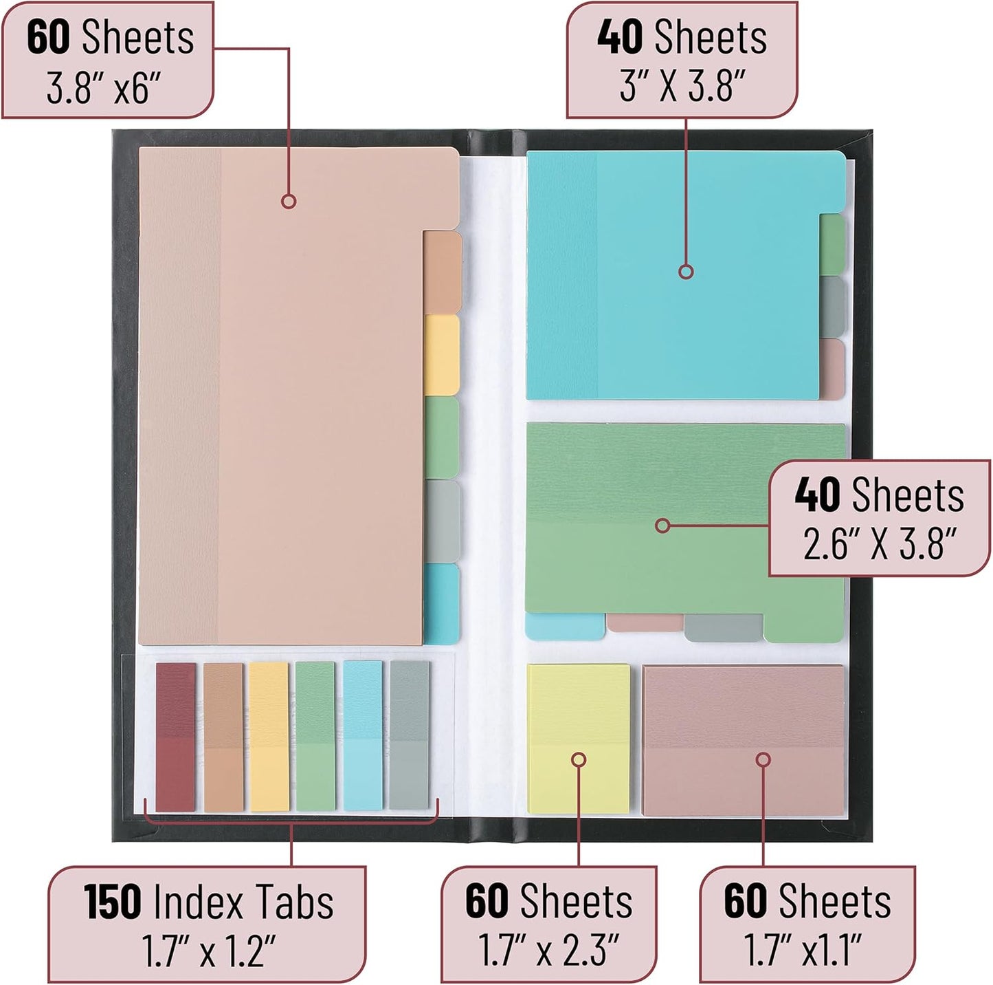 Mr. Pen- Sticky Notes Set, 410 Pack, Ruled, Dotted & Blank Notes with 150 Index Tabs, Divider Sticky Pads for Bible Study, Office, School, Planning, Journaling & Organization
