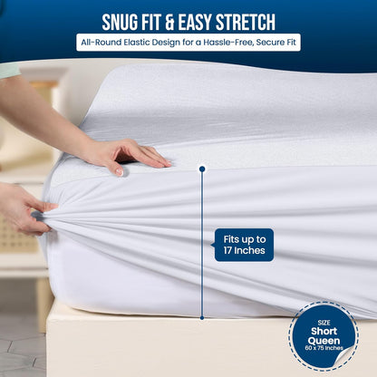 Twin Size Mattress Protector Waterproof, Premium 200 GSM Terry Mattress Cover, Soft & Breathable Bed Cover, Fitted Sheet Style Stretchable Deep Pockets 15" by Utopia Bedding (White)