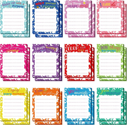 Yinder 24 Pack Inspirational Sticky Notes Motivational Notepads Appreciation Sticky Notes Funny Memo Pads Positive Note Bulk 3 x 4 Gift for Women Nurse Teacher Office Supplies(Black,Inspirational)