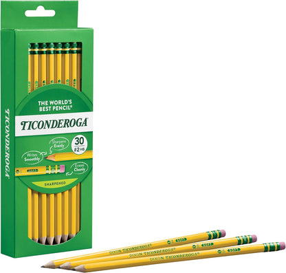 Ticonderoga Wood-Cased Pencils, Pre-Sharpened, 2 HB Soft, Yellow, 72 Count