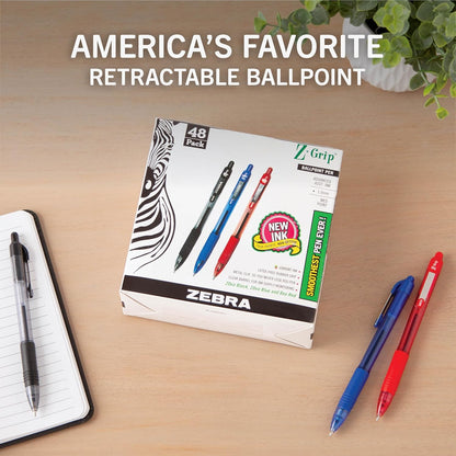 Zebra Pen Z-Grip Retractable Ballpoint Pen, Smooth-Flowing Black Ink, 1.0mm Medium Point, School & Office Supplies, Ideal for Note-Taking, Journal and Planner Use, 18-Pack (22218)