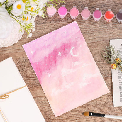 Prudiut 25 Sheets Cotton Watercolor Paper, 300 GSM Deckled Edge, 5 x 7 inch, Rough/Textured, White, for Watercolors, Wedding Invitations, Cards, Crafts