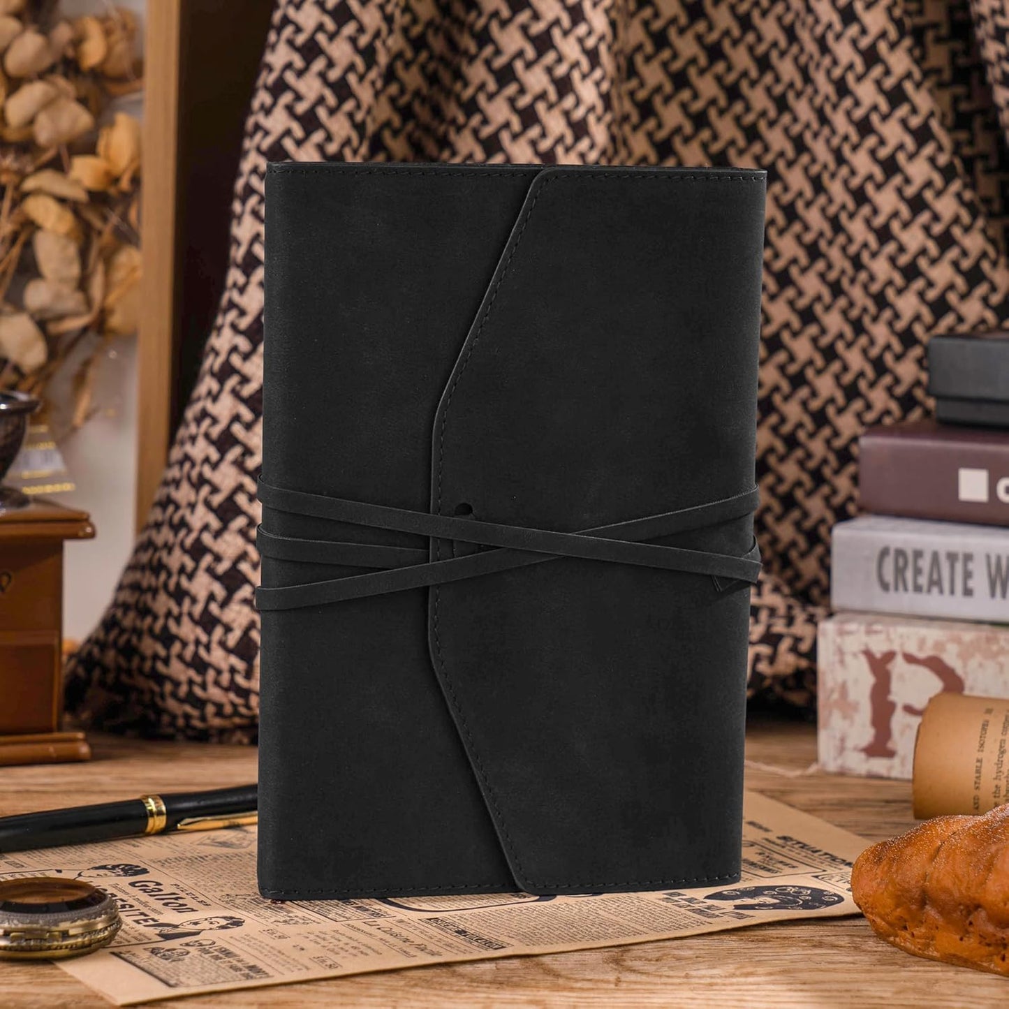 MINICAGIE Journal Notebook for Men Women Gifts Hardcover Leather Mens Journals for Writing 288 Pages 100 Gsm Paper Thick Journaling Notebooks for Work Diary, 5.7x8.3 In, Blue