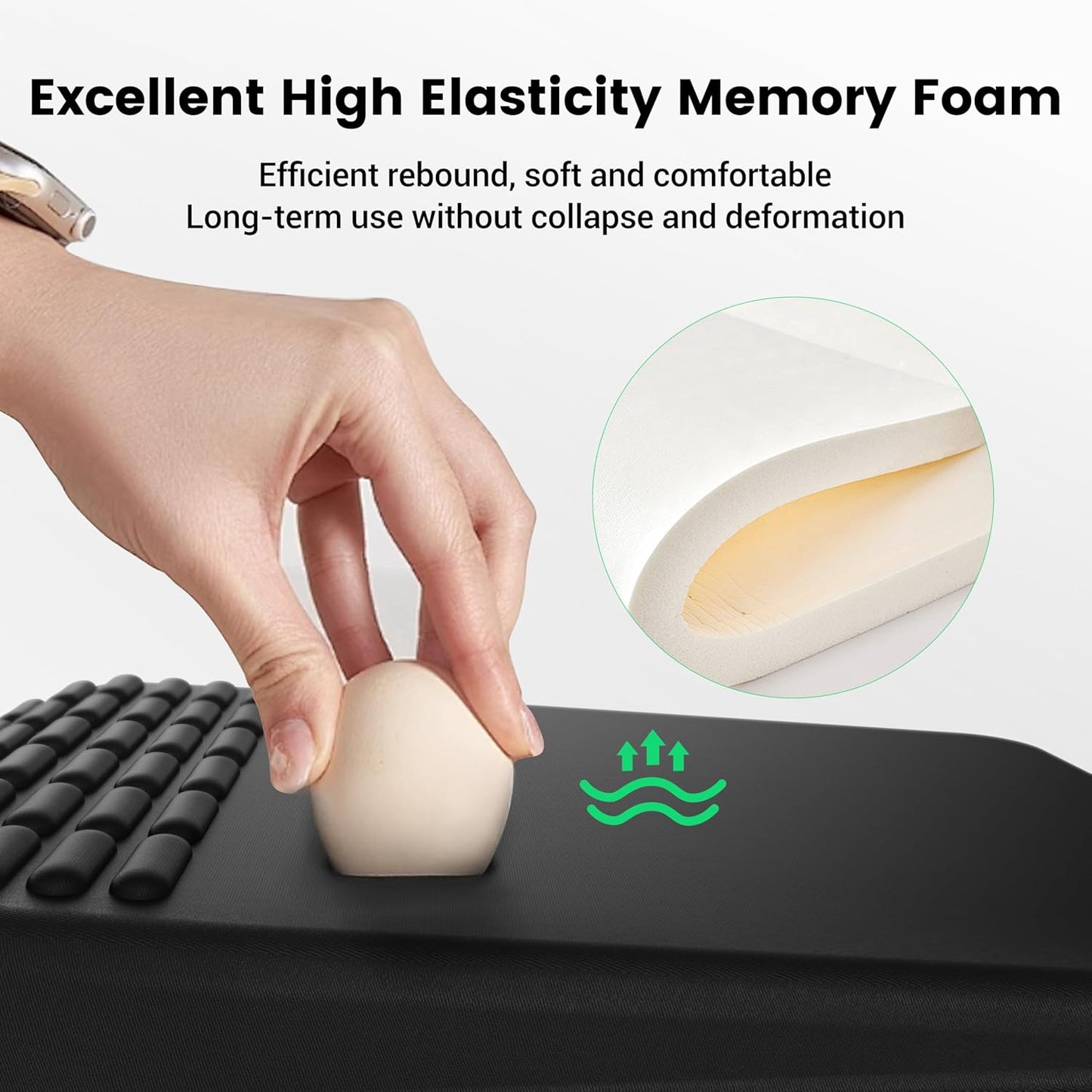MEKASS Ergonomic Mouse Pad with Wrist Rest, Mouse Pad with Wrist Support for Pain Relief, Memory Foam Mousepad with Massage Design, Non-Slip PU Base for Office, Home, Desk (Classic Black)