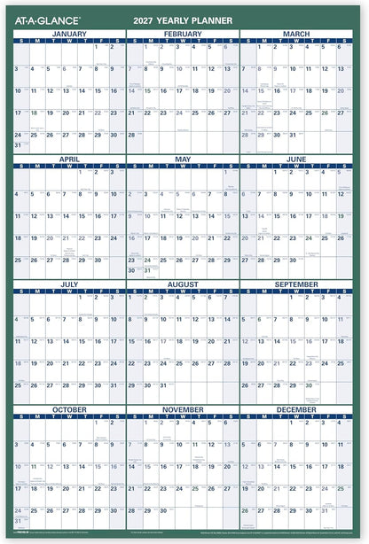 AT-A-GLANCE Dry Erase Calendar 2026-2027 Academic & Regular Year Wall Planner, 12-Month, 24" x 36", Double Sided, Vertical (PM210S28)