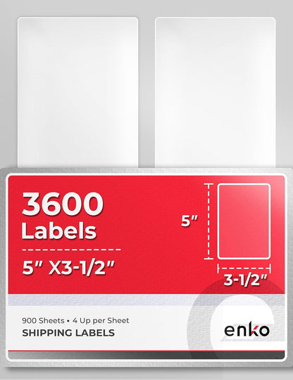 enKo 1 x 2-5/8 Inch 30 Up Return Mailing Address Labels White Printable FBA Labels (100 Sheets, 3000 Labels)