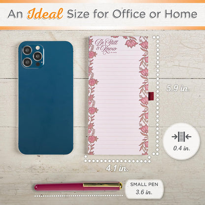 Christian Art Gifts Compact Magnetic Notepad & Medium Ballpoint Pen Set: Trust in the Lord Inspirational Scripture, Shopping Lists, Memos, Reminders, 70 Lined Easy Tear-off Sheets, Purple/Teal Floral