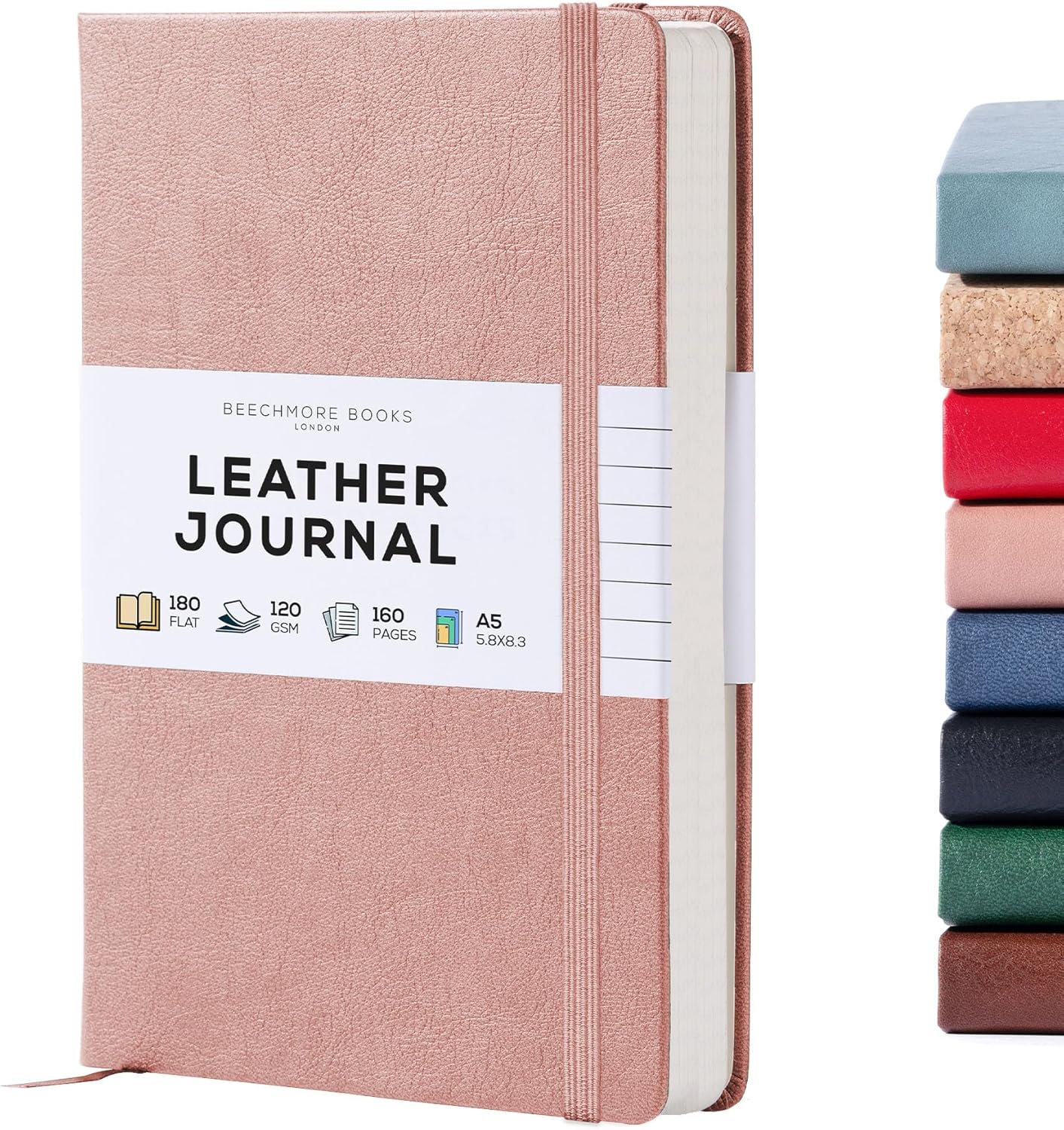 BEECHMORE BOOKS Large Lined Journal Notebook, 8.5" x 11.5" (A4) Hardcover Vegan Leather Executive Diary for Work, Thick 120gsm Paper, Lay-Flat Binding, Gift Box