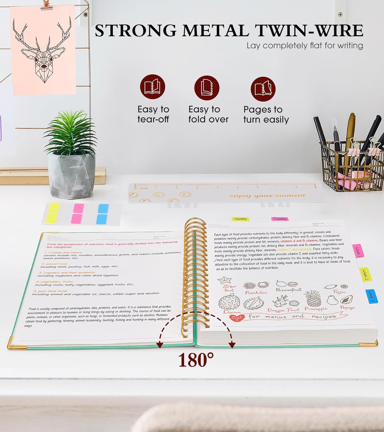 Hardcover Spiral Notebook Journal 8.5” x 11”, A4 Large Leather Notebooks for Women Men, Lined College Ruled Notebook, 50 Sheets/100 Pages, Spiral Bound Journals for Work School Note Taking, Green