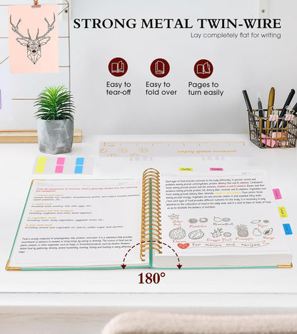 Hardcover Spiral Notebook Journal 8.5” x 11”, A4 Large Leather Notebooks for Women Men, Lined College Ruled Notebook, 50 Sheets/100 Pages, Spiral Bound Journals for Work School Note Taking, Green