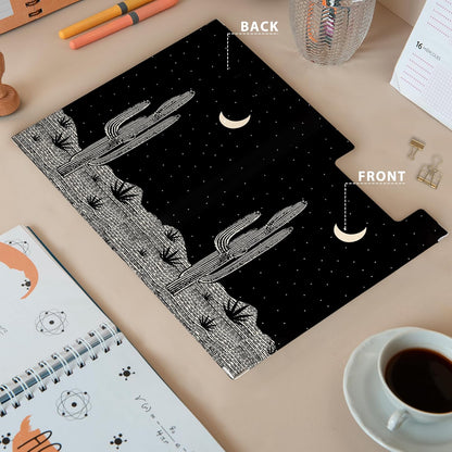 Gothic Moon Phase Clipboard Folio with Storage, Witchy Moon Decorative Clipboard Folder, Gothic Black Gold Clipboards for Women, Witchy Gifts Office Supplies, 12.4x9.2In