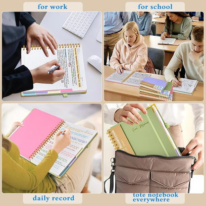 Hardcover Large Spiral Notebook 8.5" x 11" with Removable Dividers Tabs, 300 pages Leather 5 Subject Notebook College Ruled, A4 Journal for Women Men, Notebooks for Work School Note taking,Black