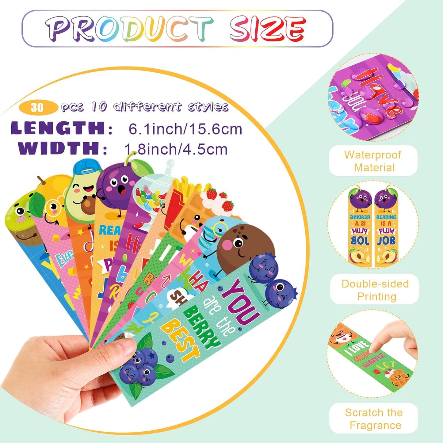 Teling 60 Pcs Inspirational Scented Pencils and Scented Bookmarks Sets Funny Smelly Pencils with Eraser Theme Bookmarks Cute Stationery Bulk for Reading Rewards Party Favors(Vivid)