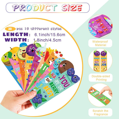 Teling 60 Pcs Inspirational Scented Pencils and Scented Bookmarks Sets Funny Smelly Pencils with Eraser Theme Bookmarks Cute Stationery Bulk for Reading Rewards Party Favors(Vivid)