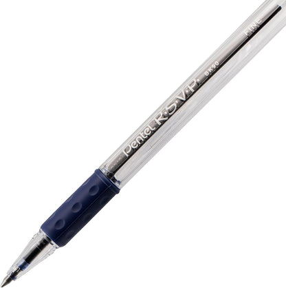 Pentel RSVP Ballpoint Pen, Fine Line, (0.7mm), Black Ink (BK90-A) (Pack of 1, 12 Count Total)