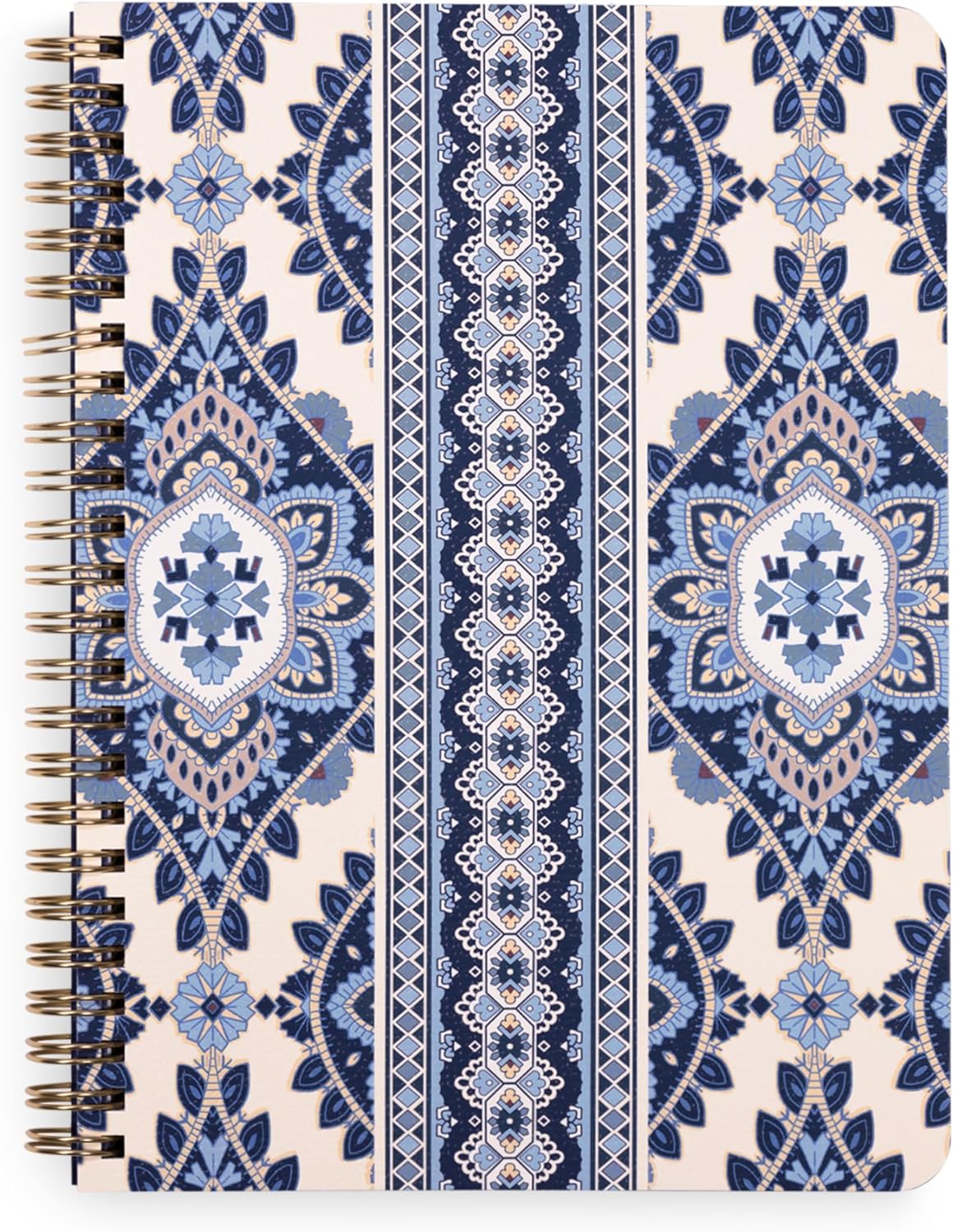 Vera Bradley Mini Spiral Notebook, College Ruled Paper, 8.25" x 6.25" with Pocket and 160 Lined Pages (Cambridge Blues)