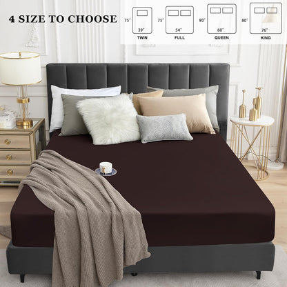Sufdari Mattress Protector,Waterproof 18" Deep Pocket Mattress Cover Fitted Sheet Style with Elastic Rubber Band,Washable and Easy Care-Black,Queen