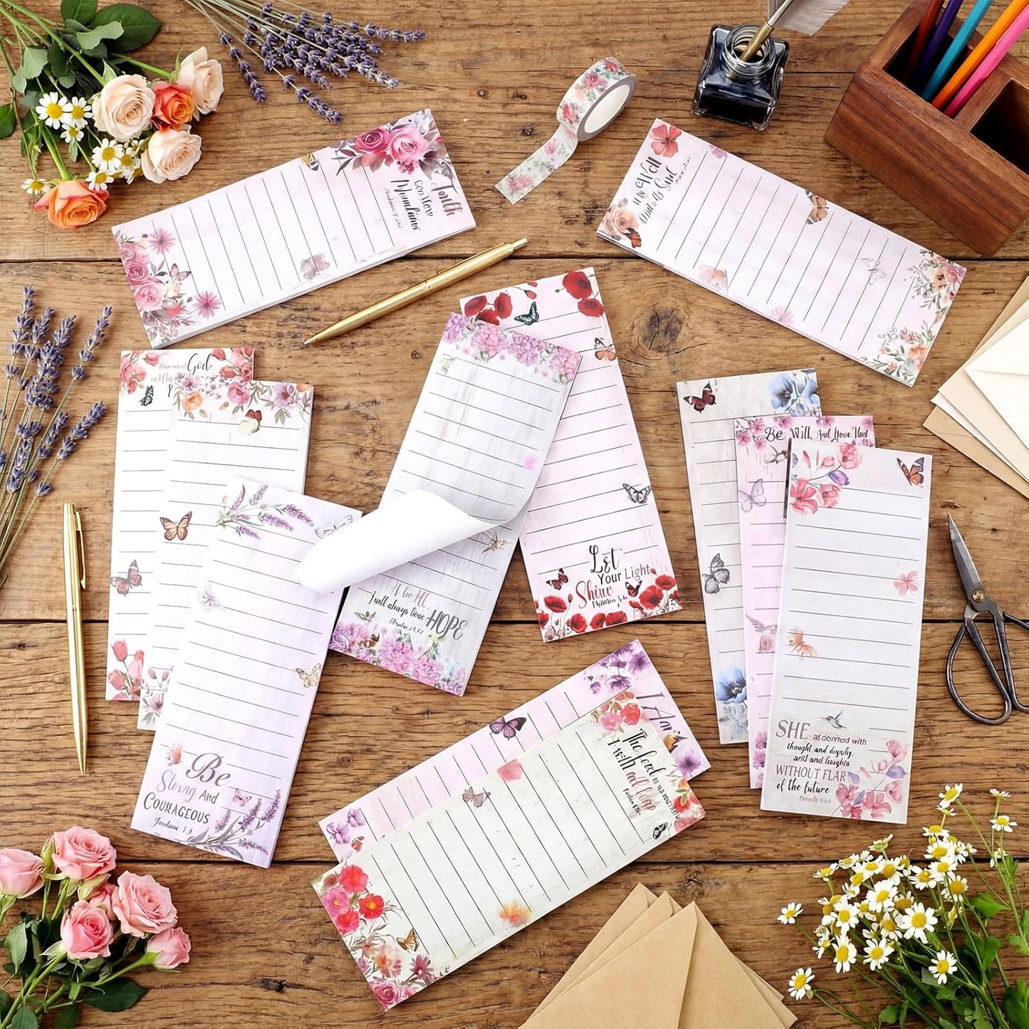 Eaasty 12 Pcs Bible Magnetic Notepads for Refrigerator Monthly Magnetic Grocery List 9 x 3.5" Magnet Memo Pads 30 Sheet Per Pad Shopping to Do List for Christian Teacher Appreciation Week Gift