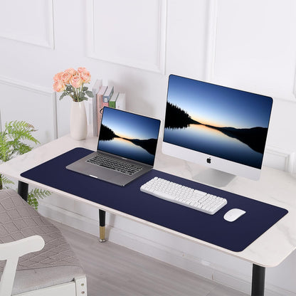 Large Desk Mat 47.2" x 17" Leather Desk Pad Protector with Natural Cork & PU Leather, Non-Slip Office Desk Mat, Large Mouse Pad, Waterproof Desk Blotter pad for Office&Home(Black)