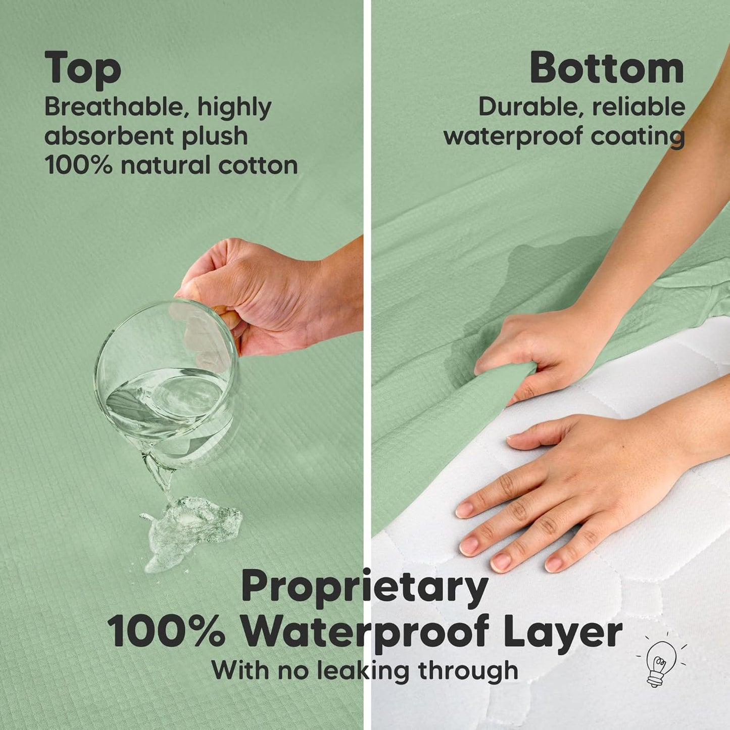 2-Pack Waterproof Crib Mattress Protector Cover Fitted - Quiet Baby Crib Mattress Pad Sheets, 52" x 28" Soft Quilted Cotton Baby Sheet, Machine Washable, Easy Fit, Durable (Soft White/Mavy)
