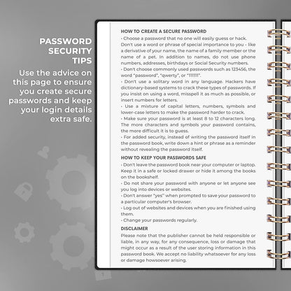 Clever Fox Password Book Spiral – Internet Address & Password Organizer with Laminated Alphabetical Tabs – Password Keeper Journal – Hardcover, Medium Size, 6.1x7.7” (Mystic Blue)
