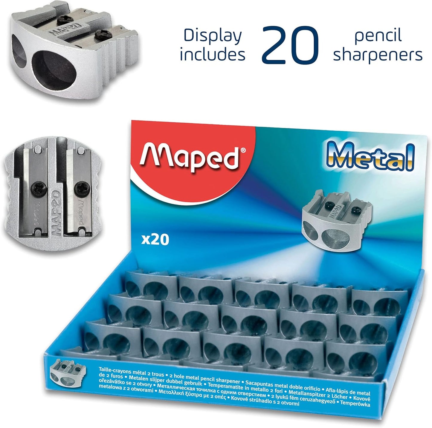 Maped Classic 2 Hole Metal Pencil Sharpener Display x20 (506700)