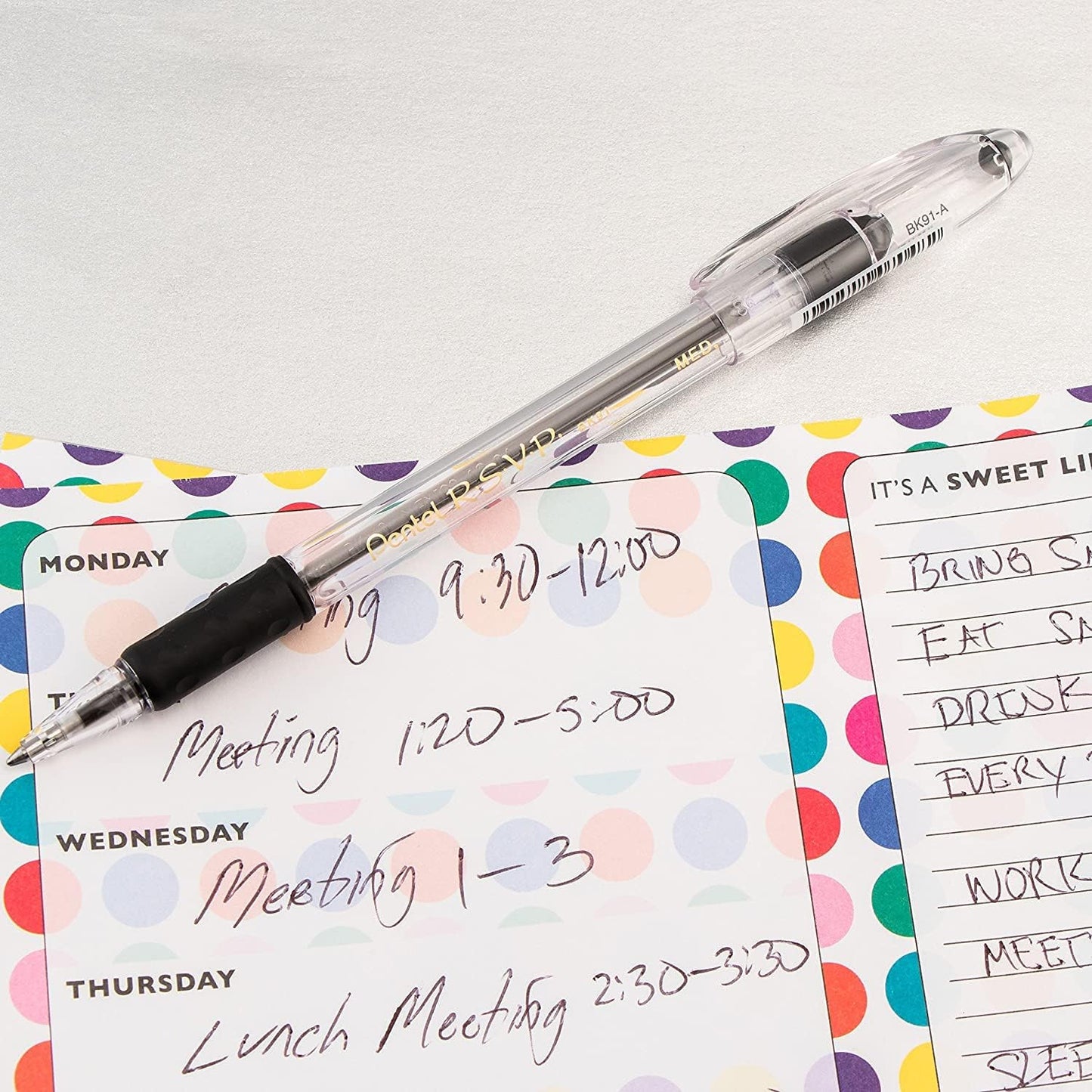 Pentel RSVP Medium Point Pens - 1.0mm - 12 Pack of 6 Black & 6 Blue Ballpoint Pens