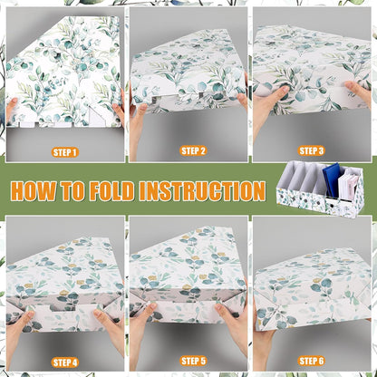 PerKoop 6 Pcs Decorative Magazine File Holders Floral Foldable File Folders Magazine Storage Boxes Rack Desk Organizer Documents with Printable Labels for School Office Home (Floral)