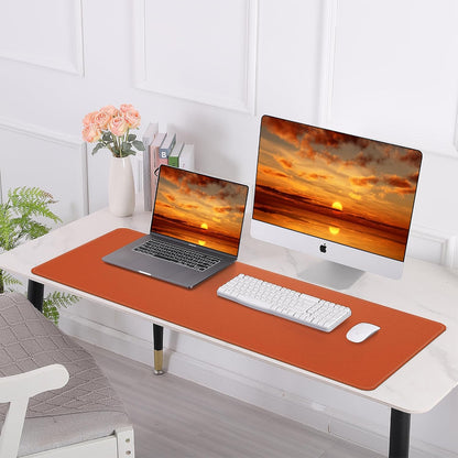 Large Desk Mat 47.2" x 17" Leather Desk Pad Protector with Natural Cork & PU Leather, Non-Slip Office Desk Mat, Large Mouse Pad, Waterproof Desk Blotter pad for Office&Home(Black)