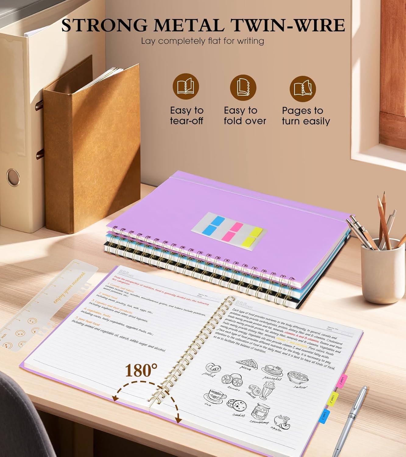 Spiral Notebook Journal 8.5” x 11”, A4 Large Pink Notebooks for Women Men, College Ruled Lined Journal, 100 GSM Paper, Plastic Hardcover Spiral Bound Journals for Work School Note Taking Business