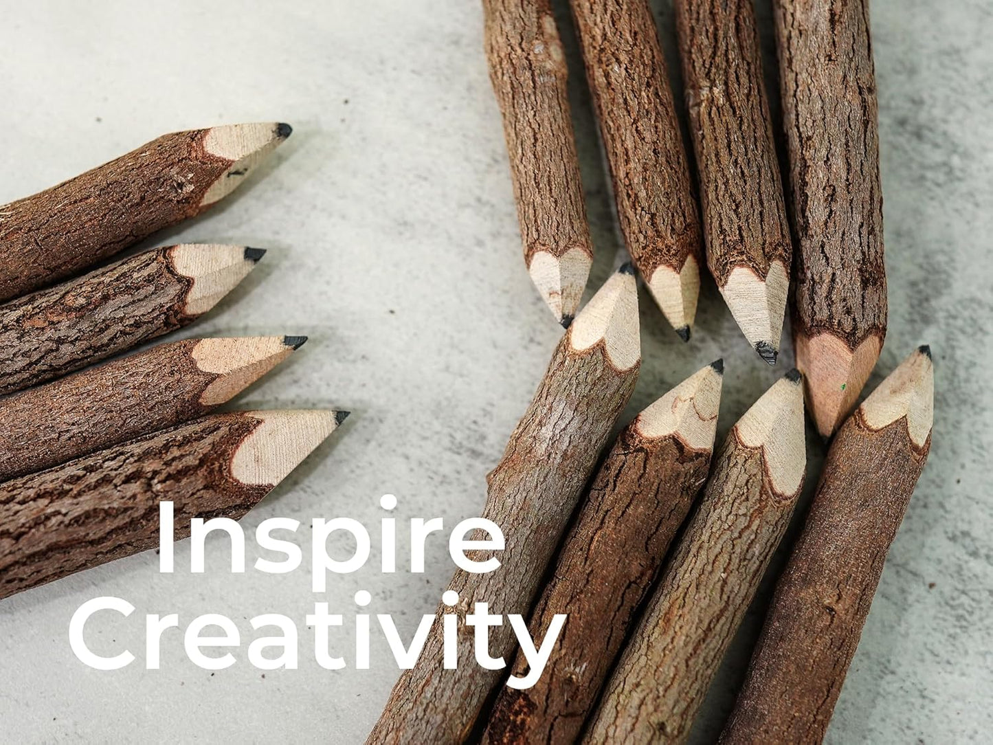BSIRI Wooden Pencils Rustic Bark Twig Natural Wood Pencil 12 Pack 5 Inch for Kids Classroom Woodland Party Favors Camping Day Decorations Camp Themed Supplies Novelty Gifts