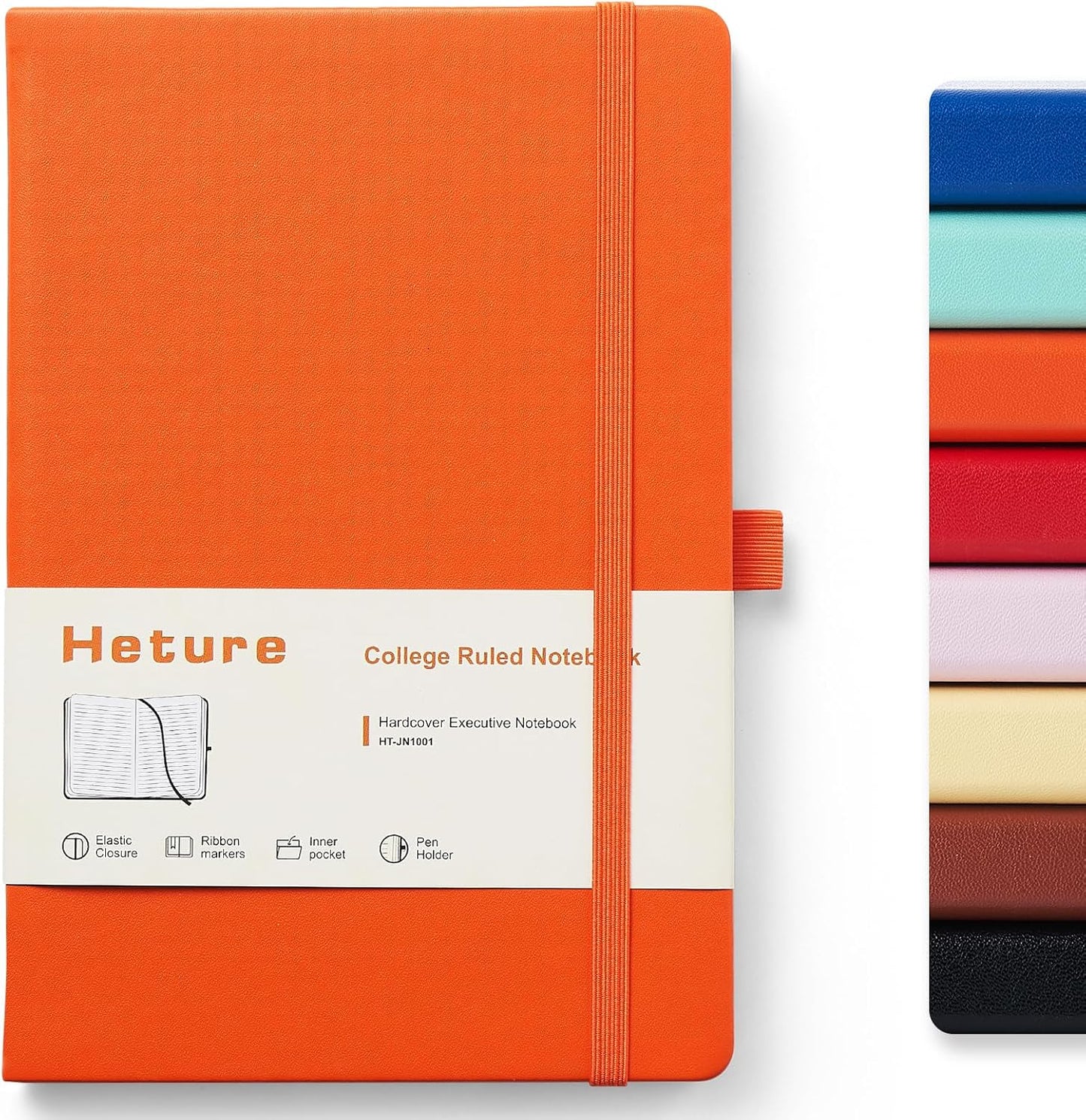 Heture 8 Pack Lined Journal Notebooks,A5 Hardcover Notebooks, 5.5 x 8.3 inch, 100GSM, 160 Pages, Classic College Ruled Notebooks for Writing/Work/Travel/College (Black)