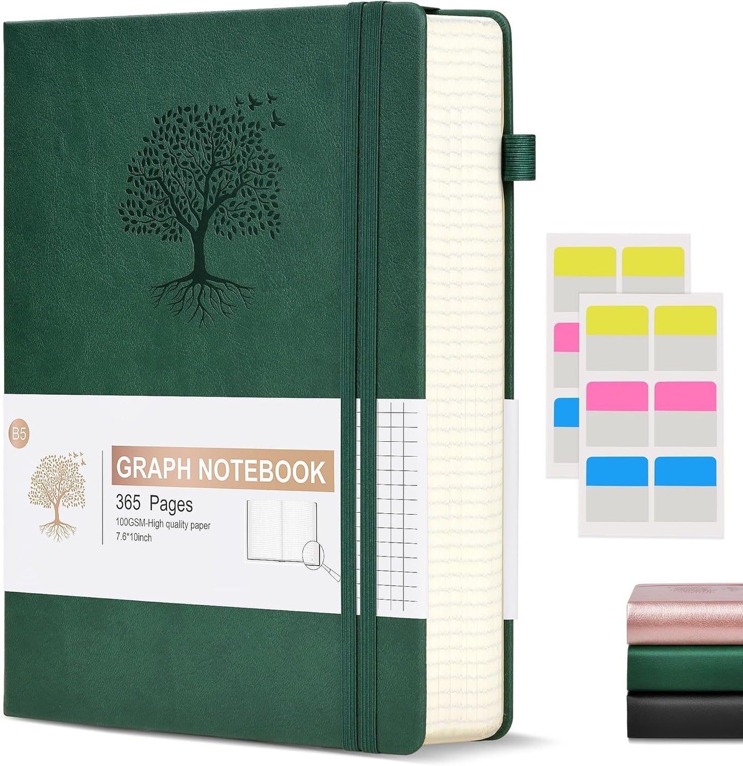 Lined Journal Notebook -365 Pages A5 Thick Journals for Writing Ruled Notebook, Hardcover Leather Journal for Women Men Daily Journal Notebook for Work, Note Taking, 100Gsm Lined Paper( 5.75'' X 8.38'' Green)