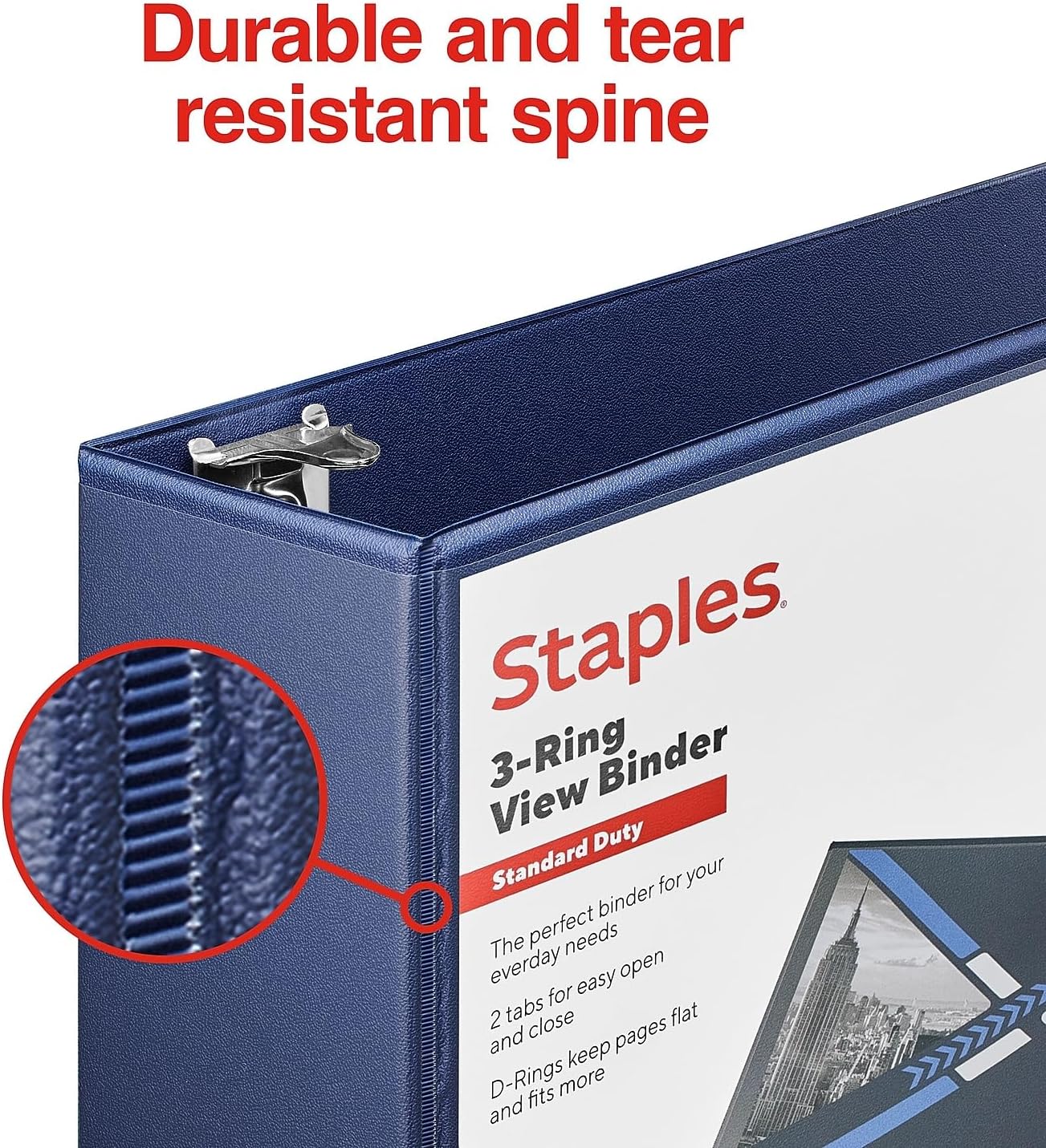 Staples Standard 2-Inch 3-Ring View Binder, Holds Up to 450 Sheets, Orange, Durable Binder for Office & School