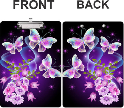 Fashion Clipboard, A4 Letter Size Wooden Decorative Clipboards for Teacher, Nurse, Doctor,Student and Kids, Cute Design for Standard Size 12.2" x 8.9" (C-Pink Purple Marble)