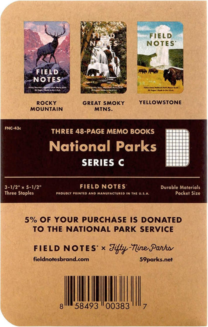 Field Notes: Original Kraft 3-Pack - Mixed Paper (1 Graph/Grid, 1 Ruled/Lined, 1 Plain/Blank) Memo Books - 48 Page Pocket Notebooks - 3.5" x 5.5"