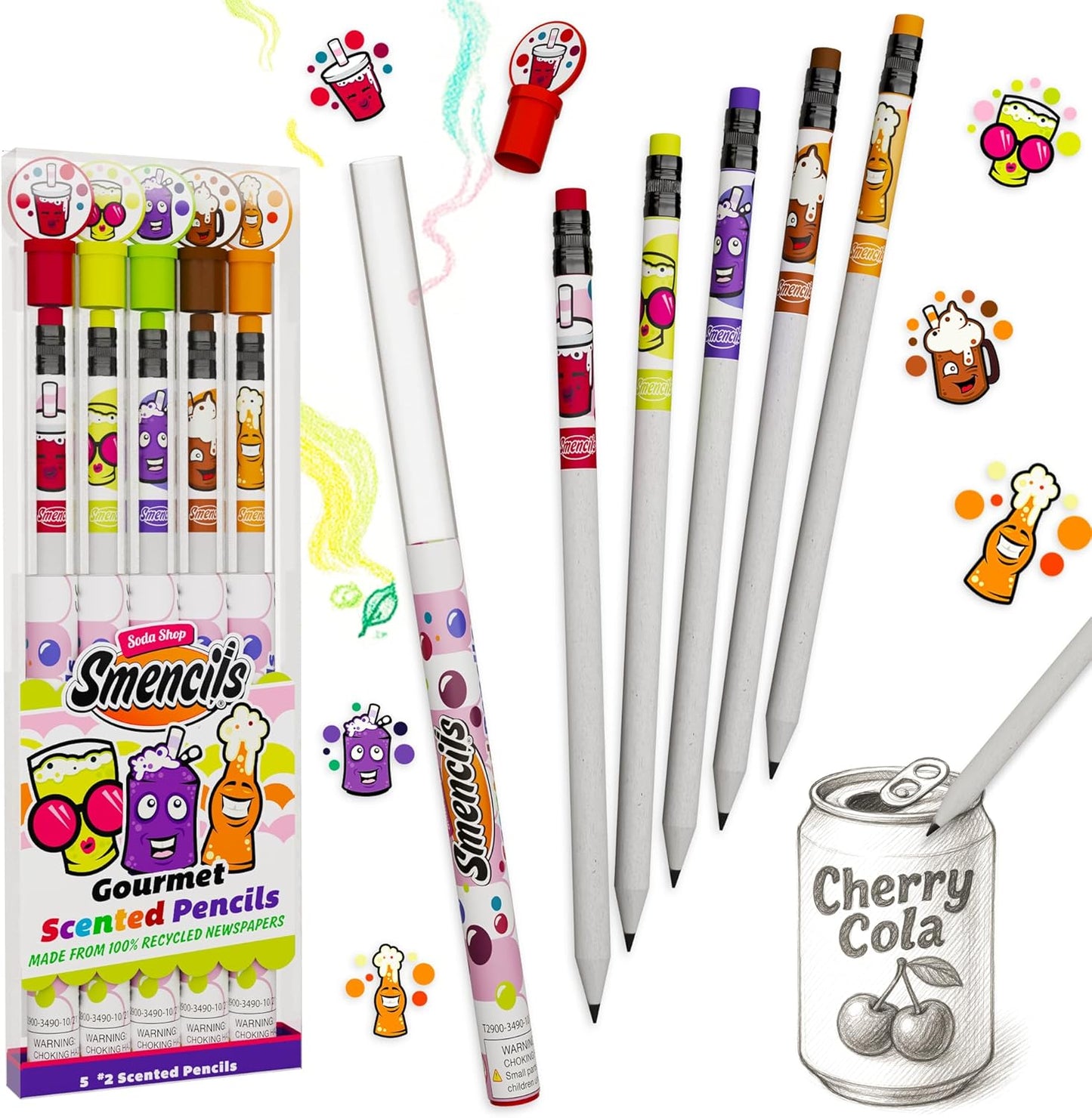 Spring Smencils - HB #2 Scented Pencils, 5 Count, Gifts for Kids, School Supplies, Classroom Rewards, Easter basket stuffers