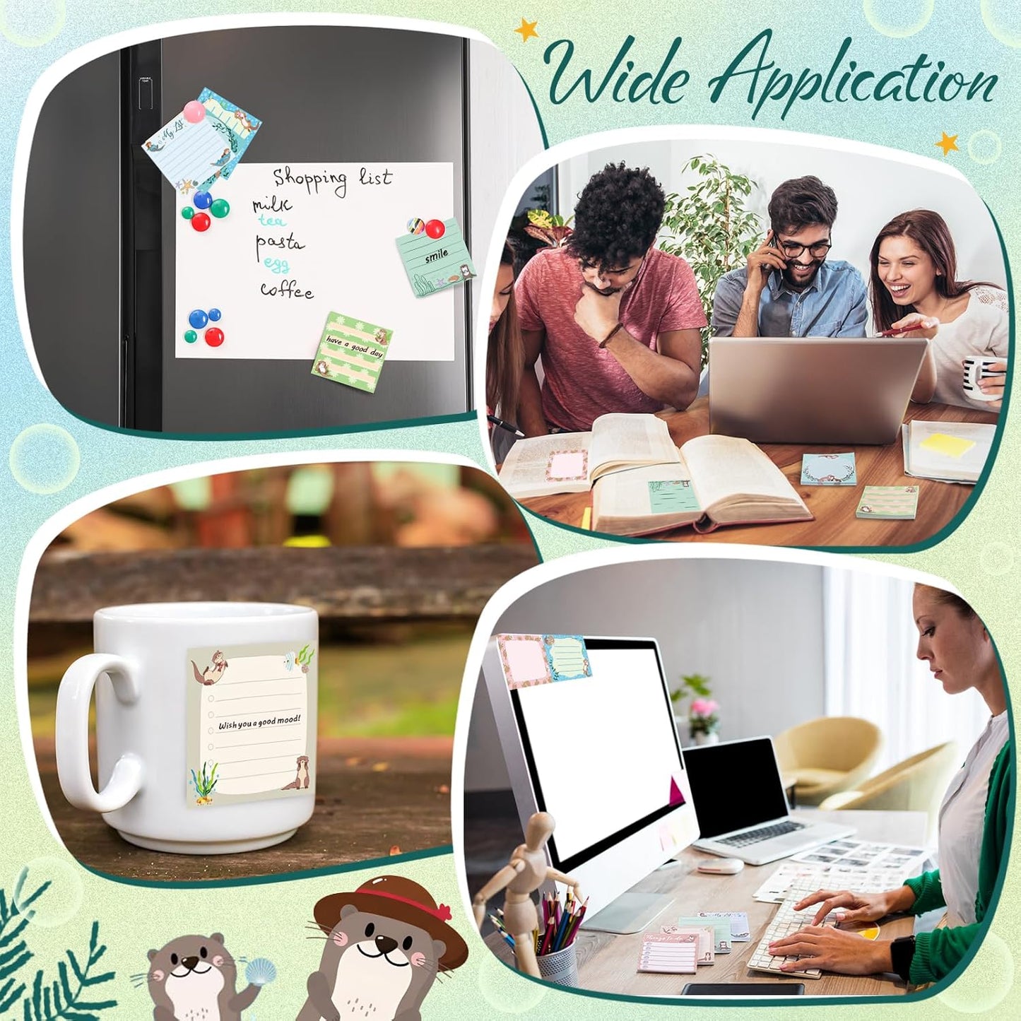 9 Pads Wildflower Sticky Notes 3x3 Inch Cute Self Stick Notepads Notes Adhesive Memo Pad Office Decor Gifts for Students School Teacher Meeting Office Supplies